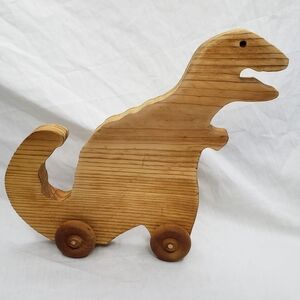 Rawr! Wooden T-Rex Dinosaur On Wheels